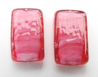 Rubino Pink & White Alabaster Rectangles 25x15mm
